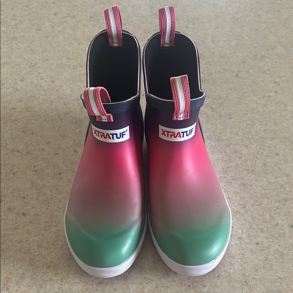 XTRATUF Purple, Magenta and Green Ankle Deck Boots- NWOT